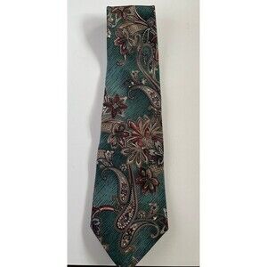 American Traditions Men's Necktie Green/Burgundy Paisley  56.5" x 4"